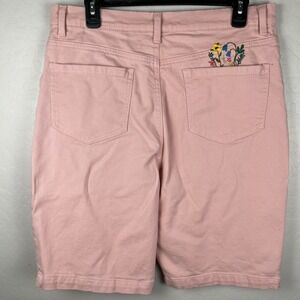 Gloria Vanderbilt Amanda Pink Floral‎ Embroidered Bermuda Shorts - Sz 14